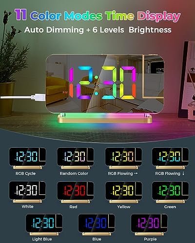 SZELAM Projection Alarm Clock, 7.4 in Digital Mirror Clocks, - Image 3