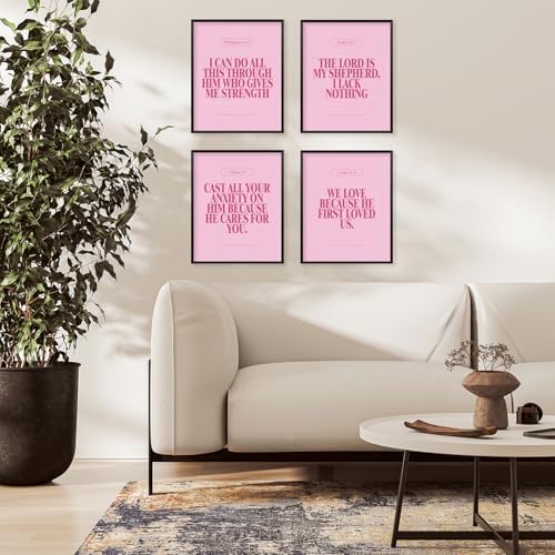 Locomiss Pink Christian Modern Bible Jesus Scripture Wall Art Decor Posters - Image 3
