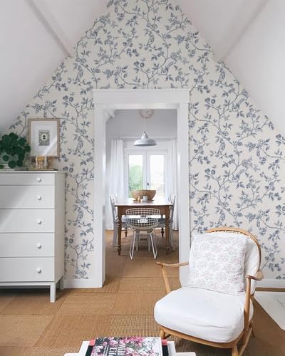 Orainege Vintage Peel and Stick Wallpaper Floral Birds Wallpaper - Image 6