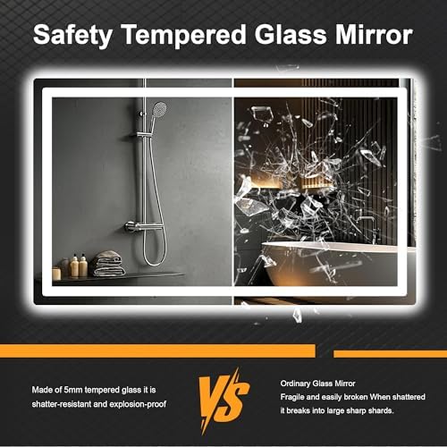 LED Bathroom Mirror with Lights, 30 x 50 Lighted Vanity Wall Mirror - Image 6