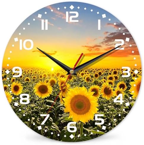 Clock for Living Room, Sunflowers Fields Under The Sunshine Wall Clock by DEMACYA