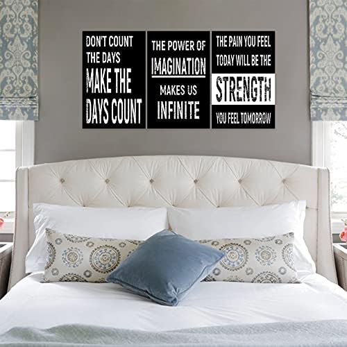 3 Piece Inspirational Wall Art Black Background Sayings Pictures, Quote - Image 4