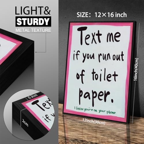 Pink Funny Bathroom Poster Text Me If You Run Out Of Toilet Paper Wall Art - Image 2