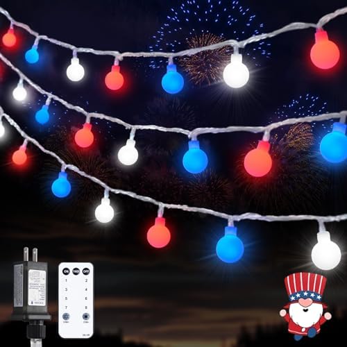 JMEXSUSS Connectable 33ft 100 LED Red White and Blue Lights Indoor Outdoor by JMEXSUSS