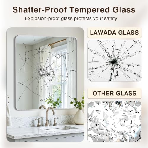 Vanity Bathroom Mirror, 36”x30” Silver Bathroom Mirror - Image 5