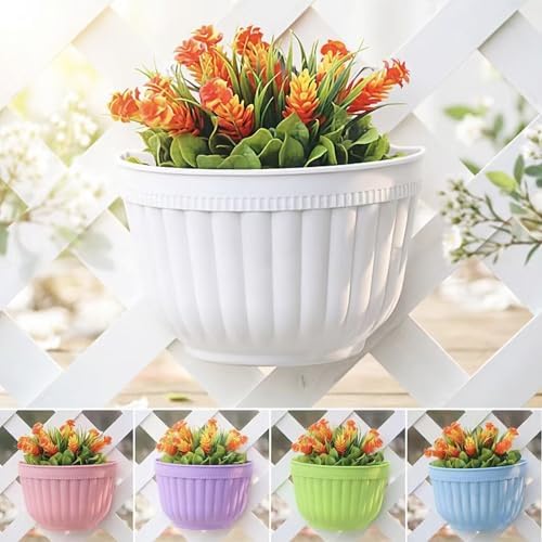 ORIMERC 4 Pack White Wall Planter Pots Vertical Living Wall Hanging Planters - Image 5