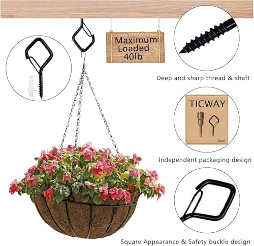 2.36IN Ceiling Screw Hooks for Hanging Plants, Safety Buckle - Image 3