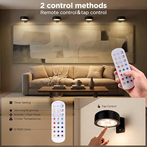4-Pack Picture Lights for Wall, Rechargeable Wireless Poster Lights - Image 5