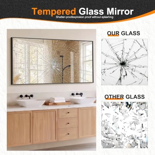Delma Bathroom Vanity Mirror, 30x55 Black Metal Framed Mirror - Image 5