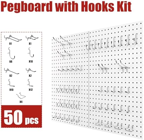 Heavy Duty Peg Board, 4 Pack Metal Pegboard Panels - Image 5