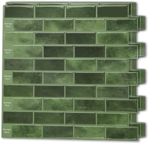 Art3d 10-Pack Marble Tile Peel and Stick Backsplash, 12 x 12 in, Jade Green by Art3d