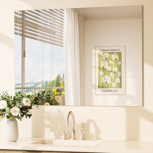 TETOTE Frameless Bathroom Mirror 40" x 30" Vanity Mirror by TETOTE