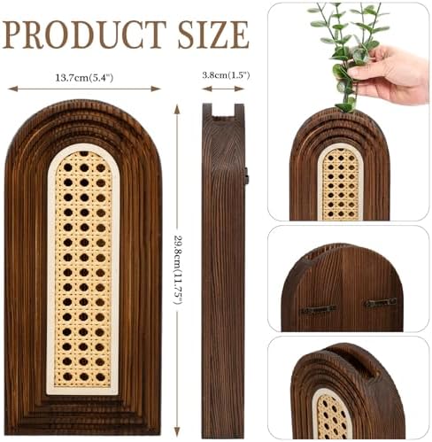 Dnnnii 2 Pack Wooden Wall Vase Set - Image 2