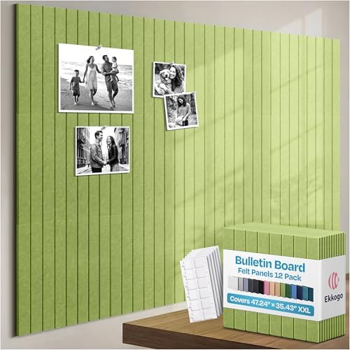X-Large Cork Board Alternative 12-Pack Felt Bulletin Board Thick and Decorative by EkkogoAcousticPanels