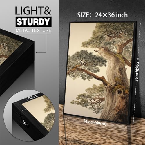 Vintage Japanese Pine Tree Black Framed Wall Art Oriental Asian Tree Canvas - Image 3