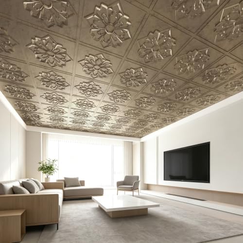 Art3dwallpanels Ceiling Tiles 12 Pack, 24 x 24 Inch, Antique Gold - Image 7