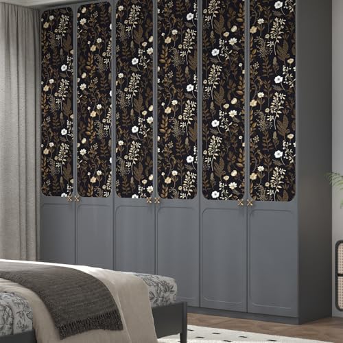 Black Dark Muted Gold Floral Peel and Stick Wallpaper 17.5" x 787" - Image 5