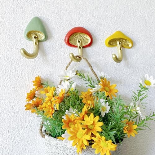 Rustic Mushroom-Shaped Decorative Wall Hook Rack Hangers - Image 2