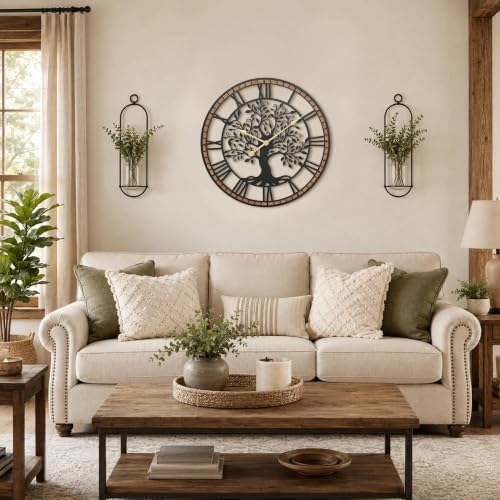 Micasso Large Wall Clock Decorative: 30 Inch Tree of Life Battery Operated - Image 6