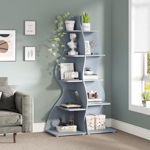 Tribesigns Corner Shelf, Modern 5-Tier Wall Corner Bookshelf, Stylish Corner - Image 4