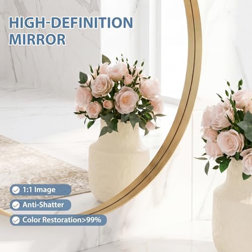 DUMOS Round Wall Mirror 24 Inch, Bathroom Wall Circle Mirror - Image 3