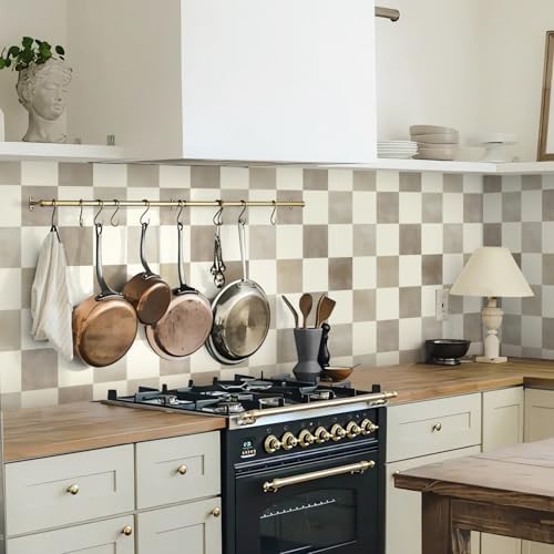 Ismoon Checkered Wallpaper Peel and Stick Neutral Mosaic Checkered Contact - Image 2