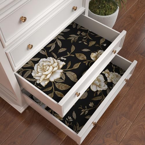Laatse Dark Golden White Peony Floral Wallpaper Peel and Stick 17.5"x393" - Image 4