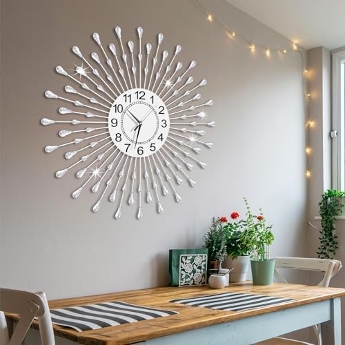 Large Wall Clock Metal Decorative Wall Clocks Silent Non-Ticking, Bling Shining - Image 3