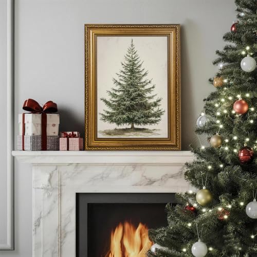 AVECCO Christmas Tree Pine Botanical Wall Art Canvas Framed 12x16 inch - Image 4