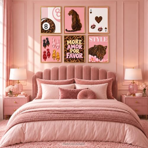 6pcs Pink Cheetah Wall Art Decor - Image 6