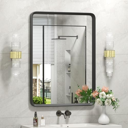 20x30 Inch Black Matte Framed Mirror by GOLOMO