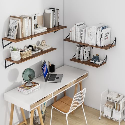 Heimlove 24W x 12D Deep Floating Shelves Set of 2 Walnut - Image 2