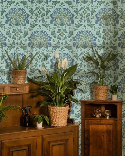 FLFK Peacock Wallpaper Peel and Stick Green Wallpaper Waterproof Removable Wall - Image 4