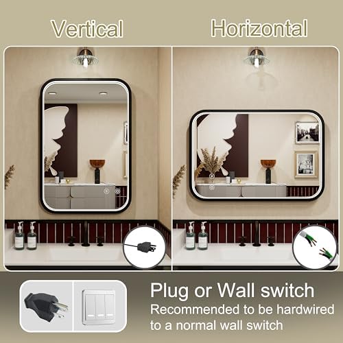 16"x24" Black LED Bathroom Mirror - Image 6