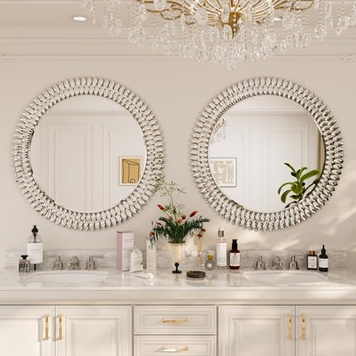 Kelly Miller 36" Jeweled Luxury Round Decorative Wall Mirror - Image 4