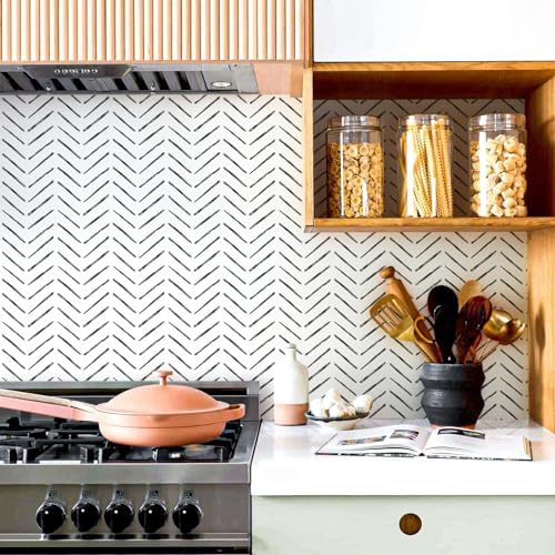 Rugreat Black Herringbone Peel and Stick Wallpaper Modern 276inL17.3inW - Image 4