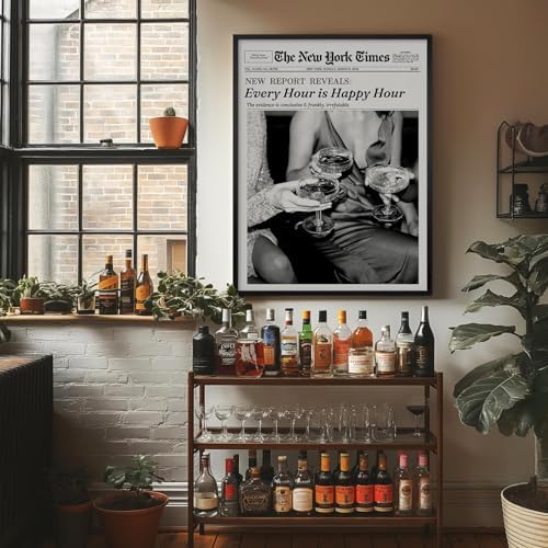 Retro Black and White Newspaper Wall Art 20x30inch Black Framed Every Hour Is - Image 5