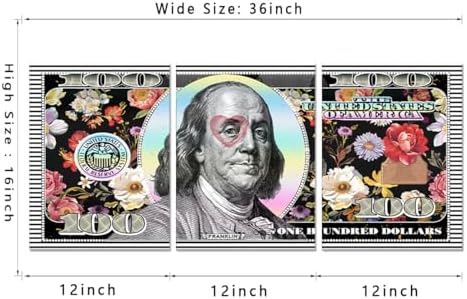 Money Wall Art 3 Panels Money Posters Prints Art Colorful one Hundred Dollars - Image 5