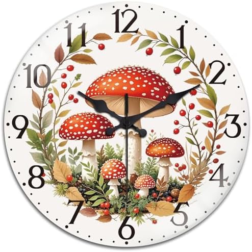 peacoblue Mushroom Forest Wall Clocks Battery Operated by PEACOBLUE