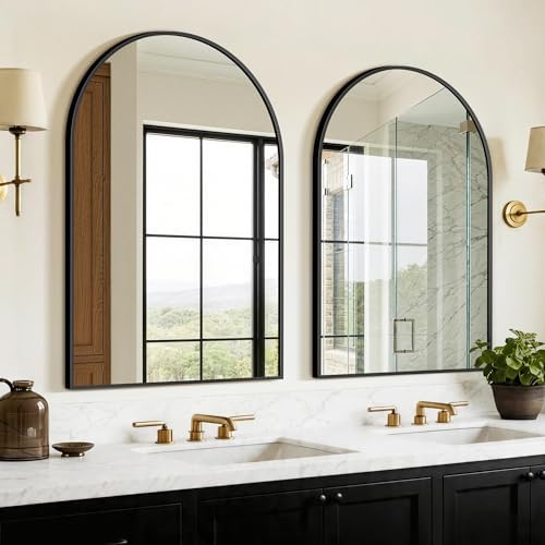 FGU Arched Bathroom Mirror for Over Sink 2 Pack 38"x26" Black Vanity Mirror by Unknown