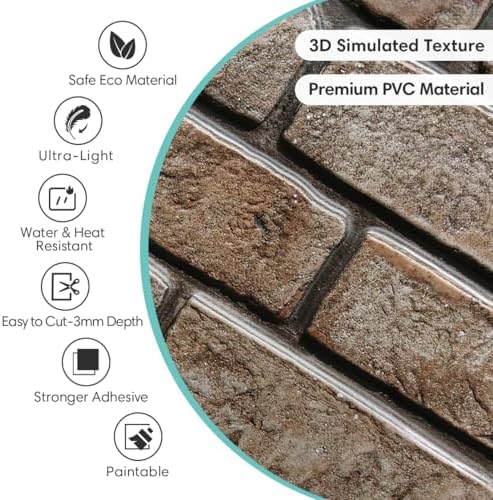 Commomy 3D Peel and Stick Brick Tiles 10 pcs 11.8" x 11.8" - Image 4