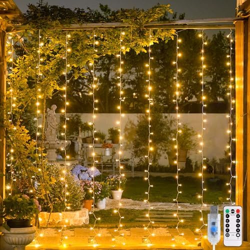 JMEXSUSS USB Plug in Curtain Lights 200 LED by JMEXSUSS