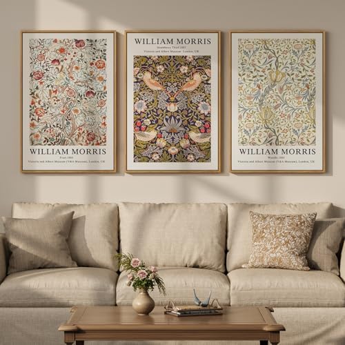 Large Framed William Morris Strawberry Thief Canvas Wall Art by Cuspin
