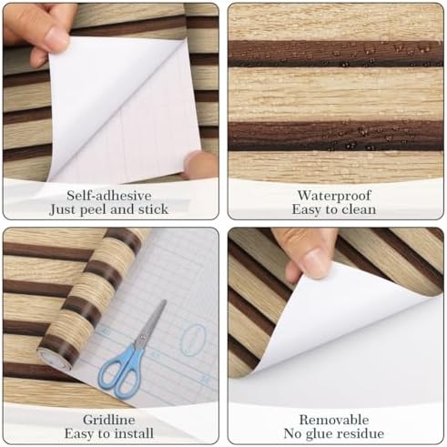 Arthome 17''x120'' Wood Slat Wallpaper Peel and Stick self Adhesive Wood - Image 6