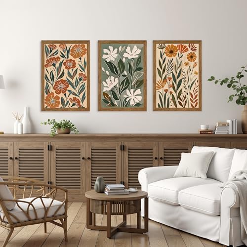 Urmoya 3 Pieces Boho Floral Decor Flower Market Wall Art, 20x30 Inch - Image 2