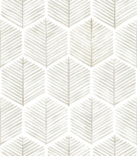 MelunMer Geometric Peel and Stick Wallpaper Boho Beige White 17.3''×787'' by MelunMer