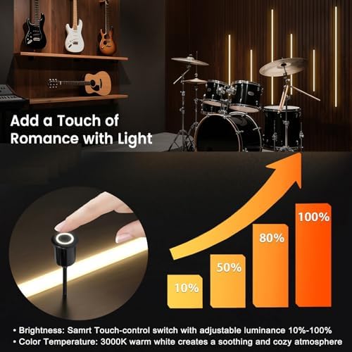 9-Lights LED Recessed Lighting Wall Panel Lights, Self-Adhesive Wood Slat Wall - Image 3