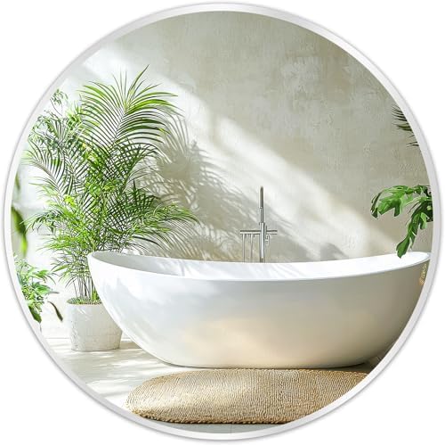 Silver Round Mirror 18 Inch, Wall Circle Mirror by Fabuday