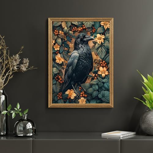 ICHZUMW Framed William Morris Raven Dark Academia Canvas Wall Art 16x24 In - Image 6