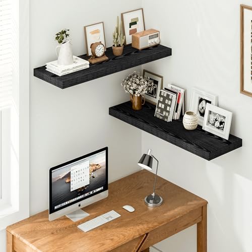Vivelove Black Floating Shelves 36 Inch, 12 Inch Deep - Image 2